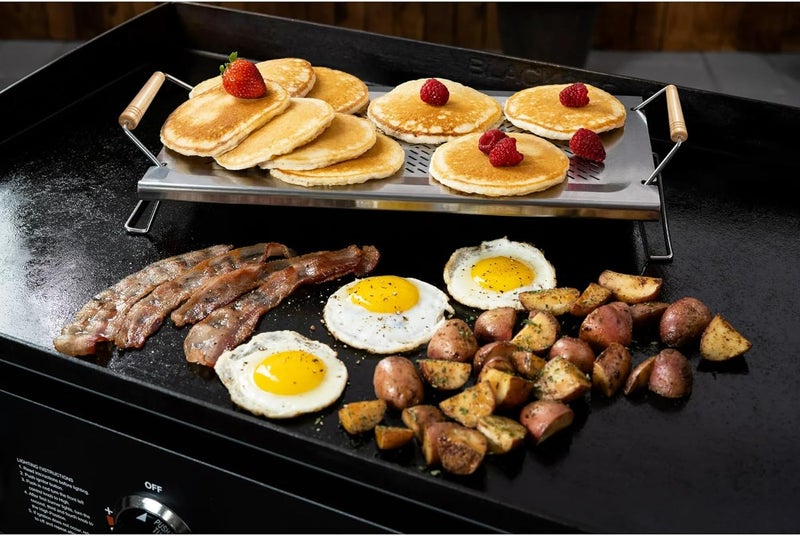 Senvasfa Adjustable Grill Warming Rack for Blackstone Flat Top Griddle 28 inch - Stainless Steel Warming Cooking Rack | Grates Grids Accessories for Weber and Most Flat Top/Table Top Griddle Grills - Image 4